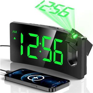 Projection Alarm Clock Digital Clock 180° Rotatable Projector 3-Level Brightness